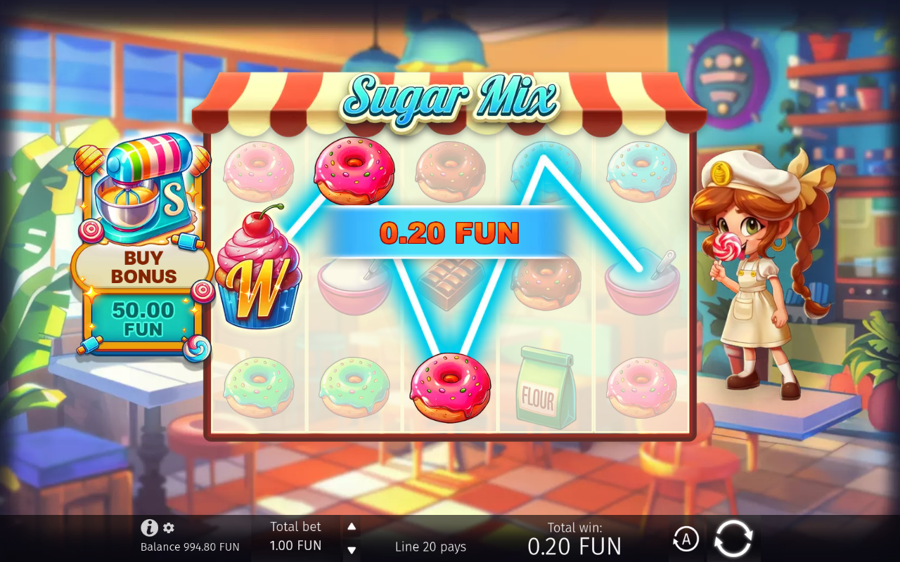 Sugar Mix gameplay showing a winning line