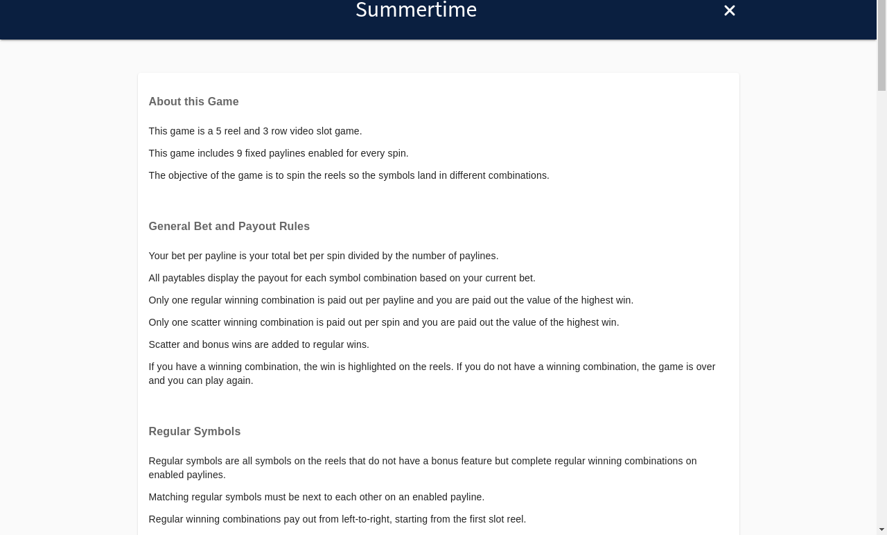 Summertime information screen