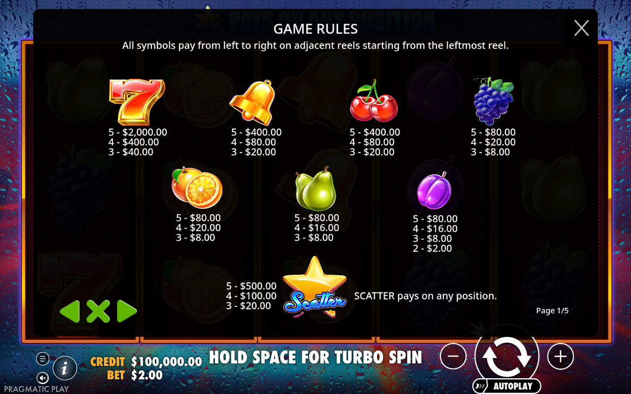 Super 7s information screen
