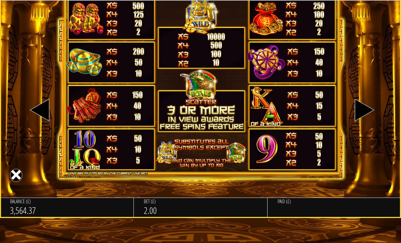 Super Lucky Frog information screen