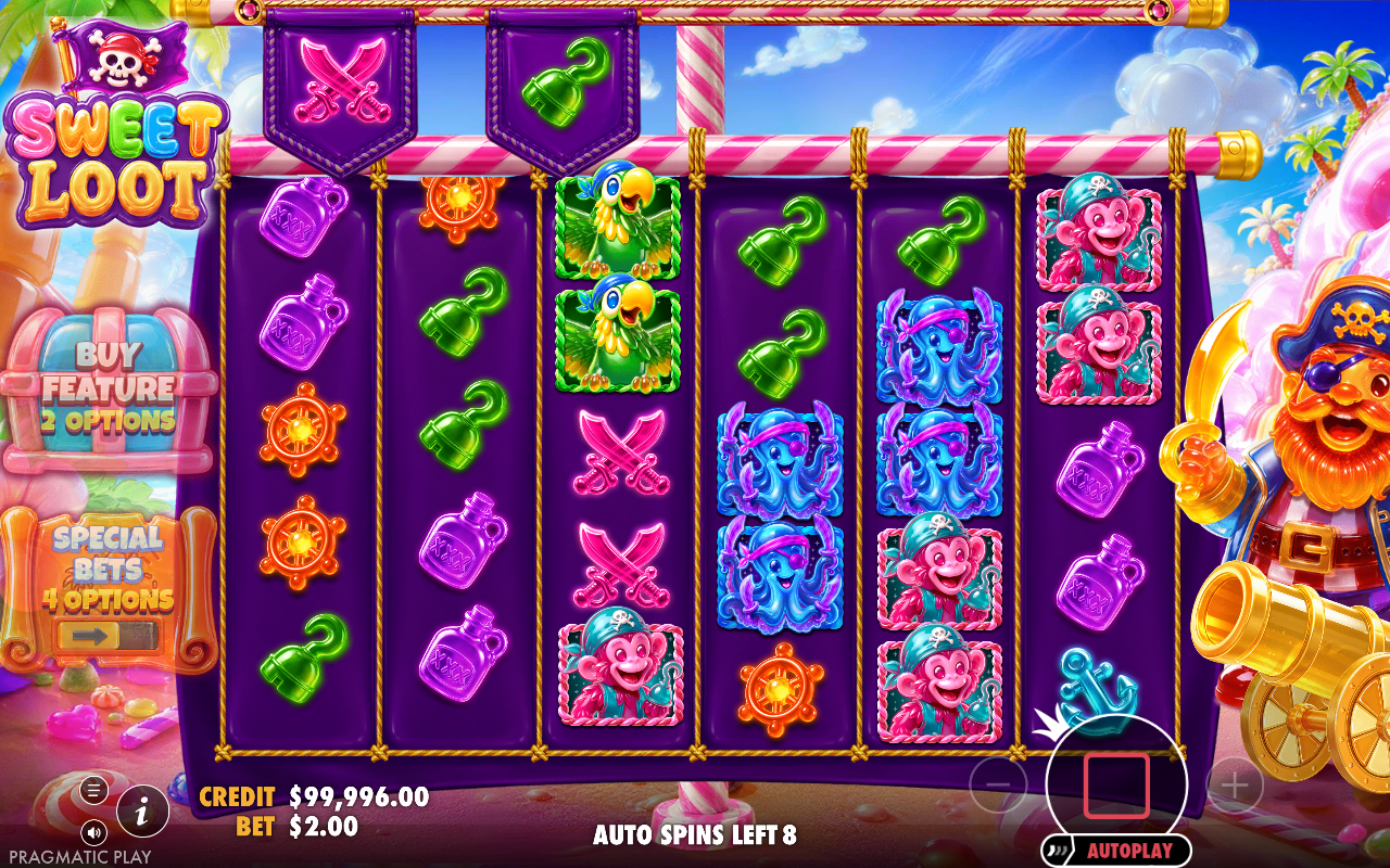 Sweet Loot gameplay with multiplier symbols
