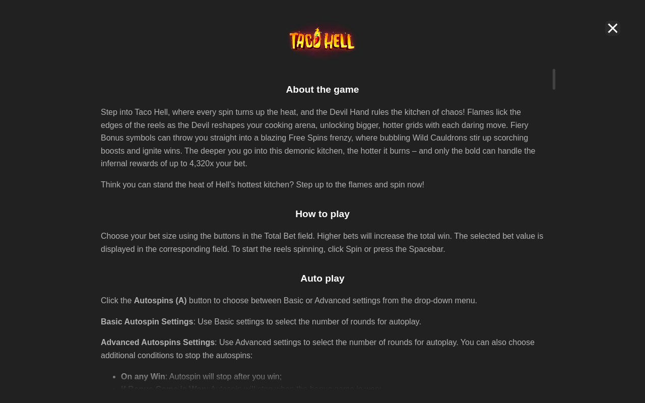 Taco Hell information screen