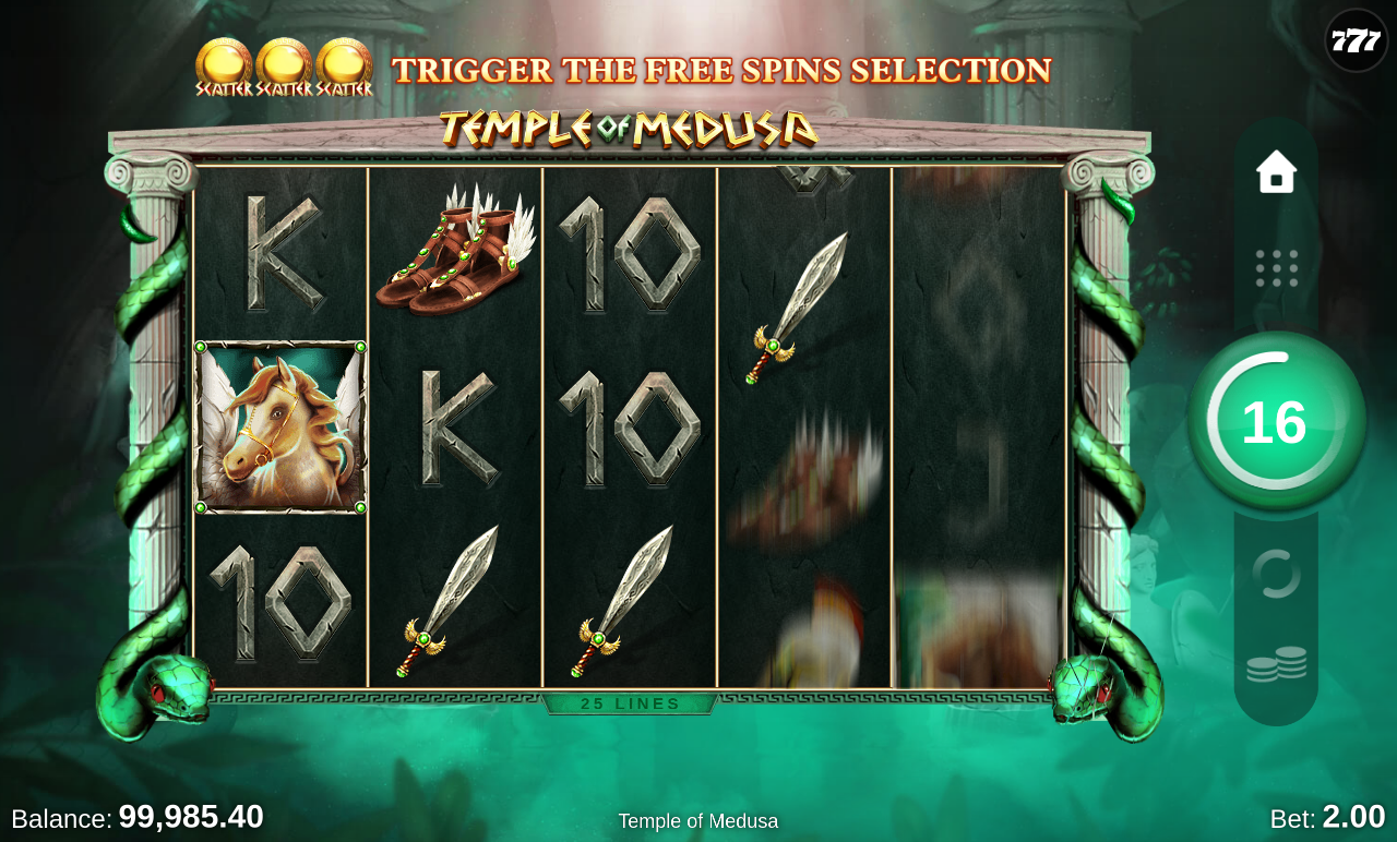 Temple of Medusa free spins trigger