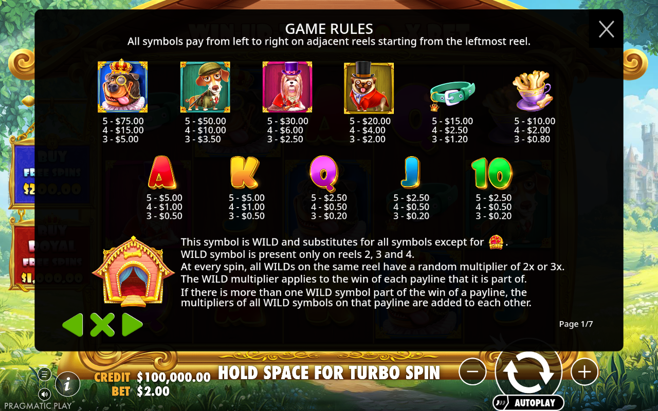 The Dog House Royal Hunt wild multiplier rules