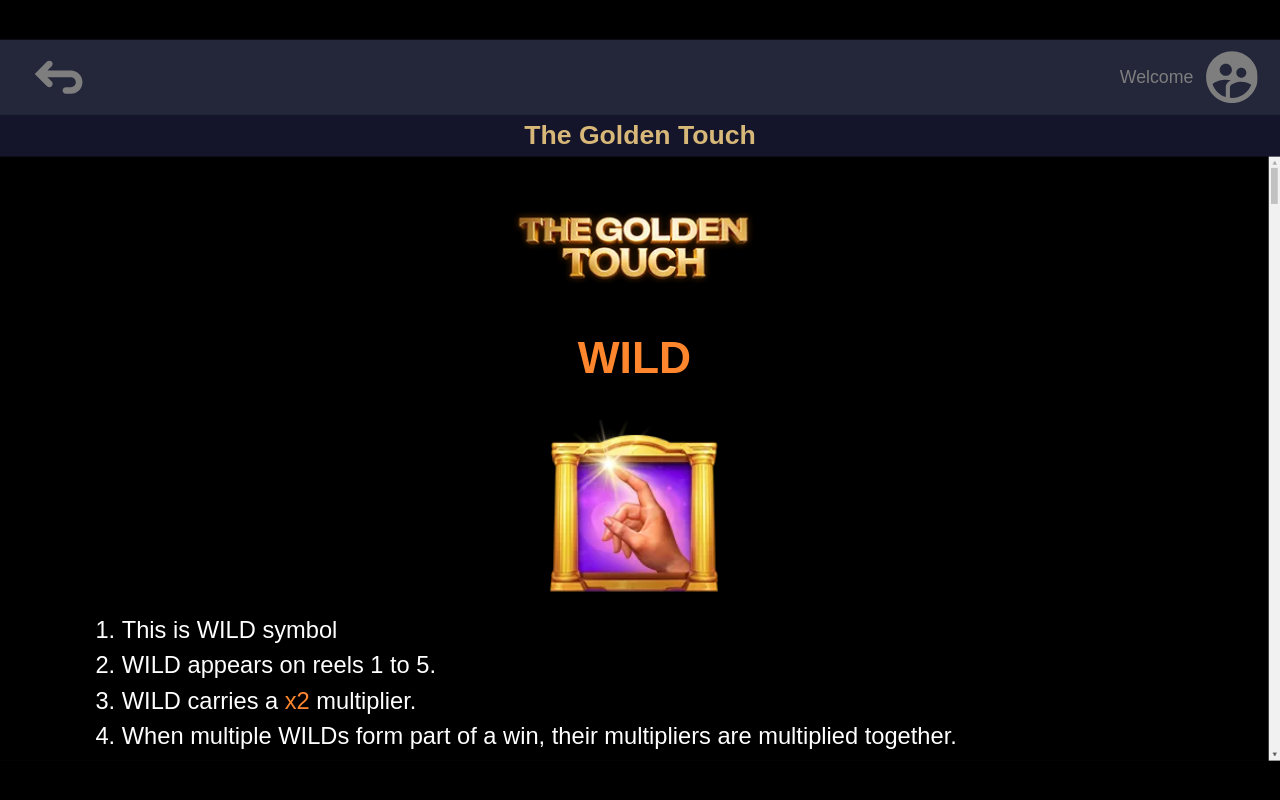 The Golden Touch wild symbol rules