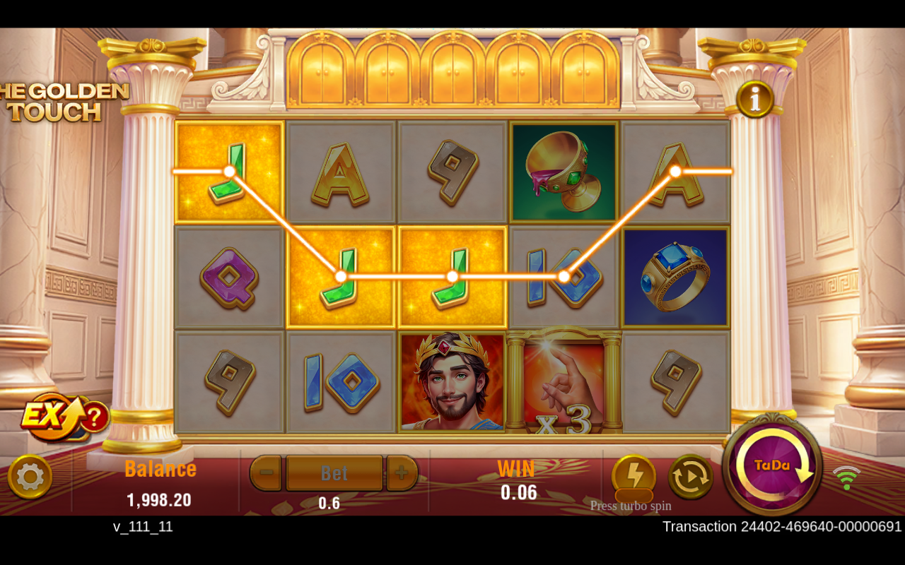 The Golden Touch gameplay with multiplier wilds