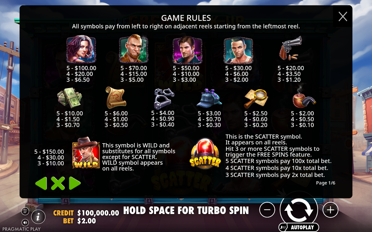 The Great Stick-Up information screen