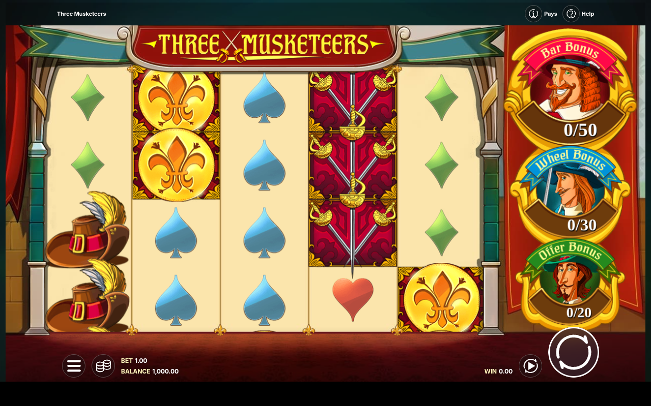 Three Musketeers gameplay