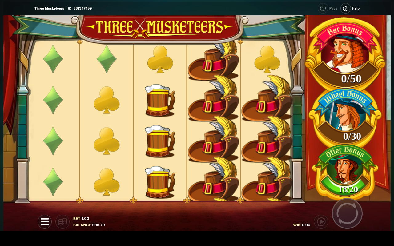 Three Musketeers gameplay
