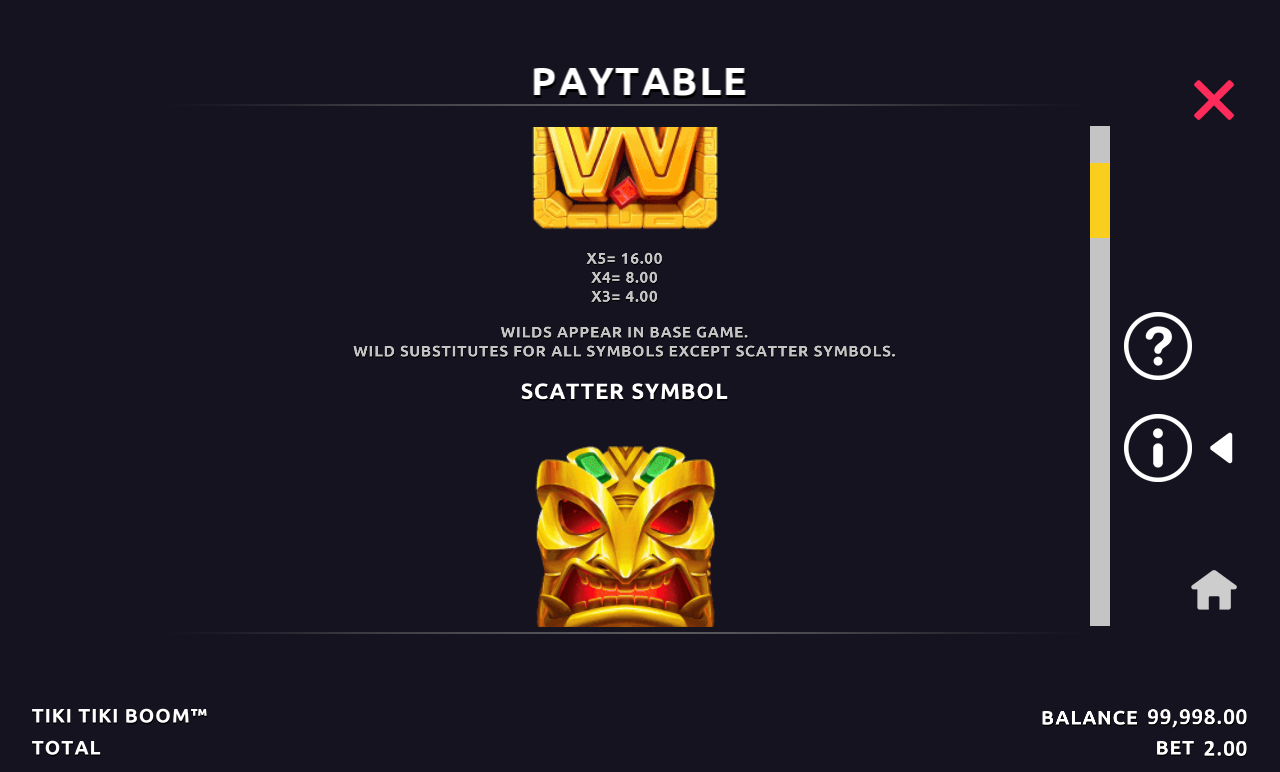 Tiki Tiki Boom information screen