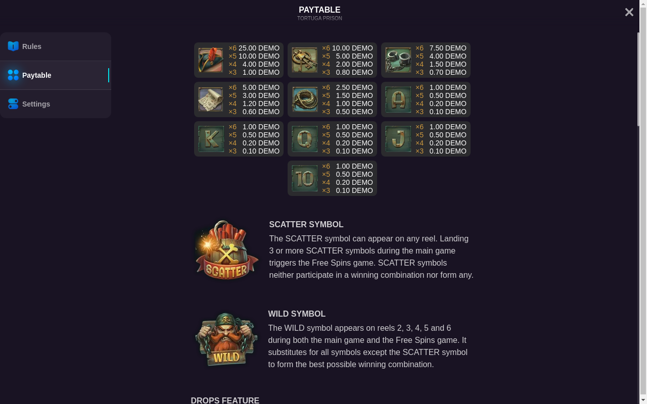Tortuga Prison information screen