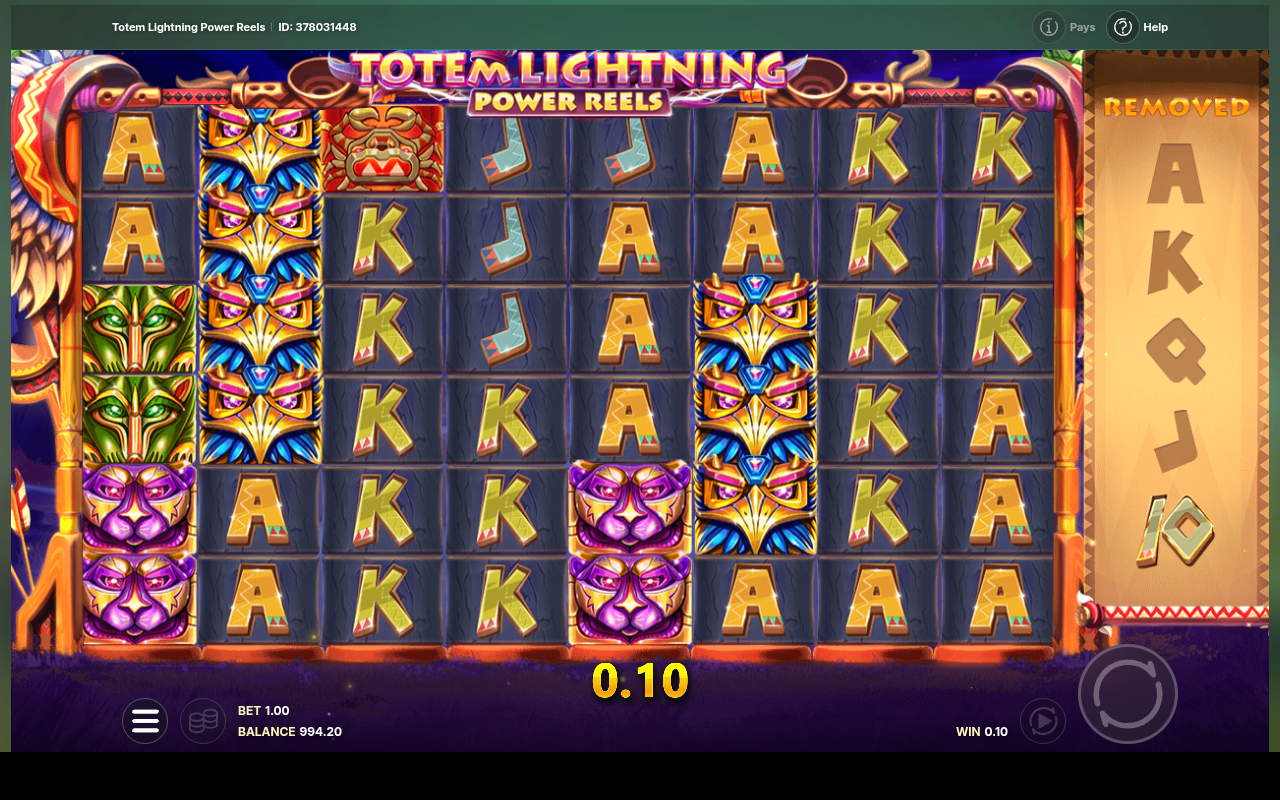 Totem Lightning Power Reels gameplay with royal symbols filling the grid