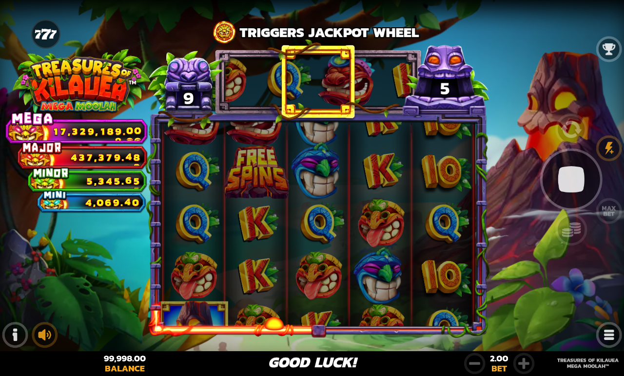Treasures of Kilauea Mega Moolah gameplay