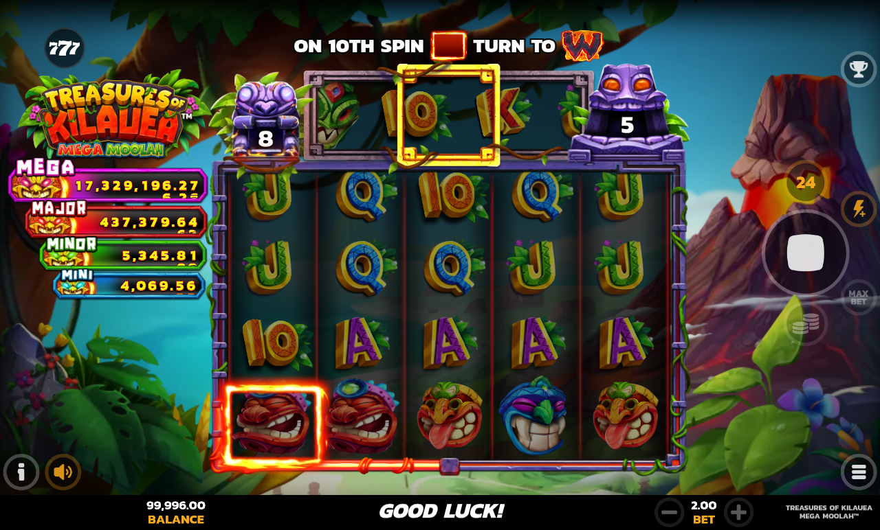 Treasures of Kilauea Mega Moolah gameplay
