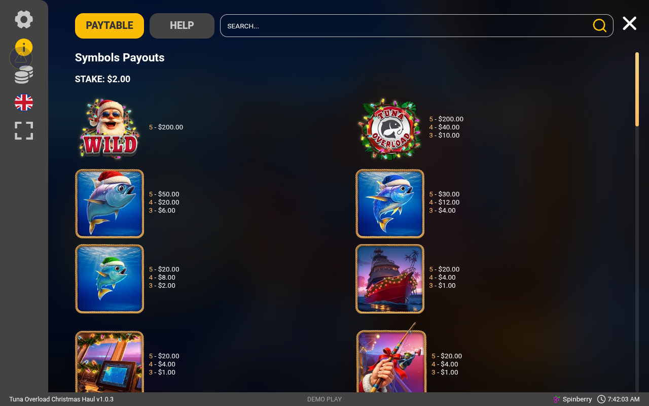 Tuna Overload Christmas Haul information screen