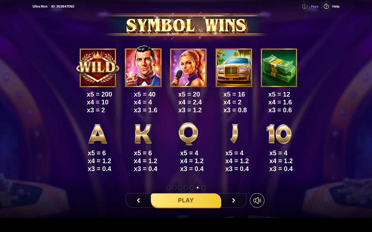 Ultra Rich information screen