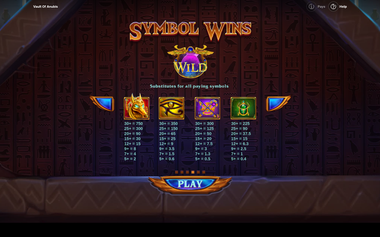 Vault of Anubis information screen