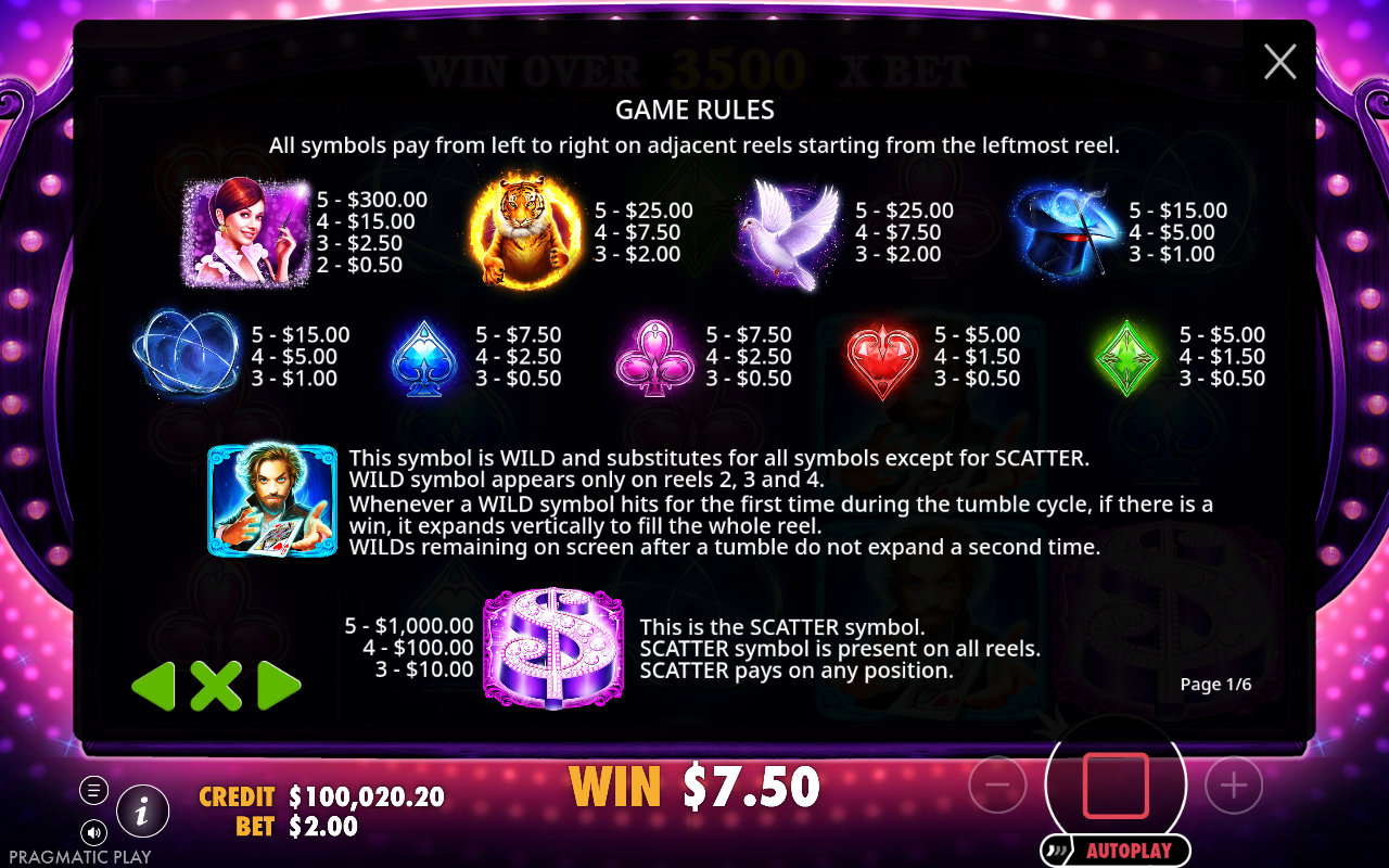 Vegas Magic wild and scatter rules