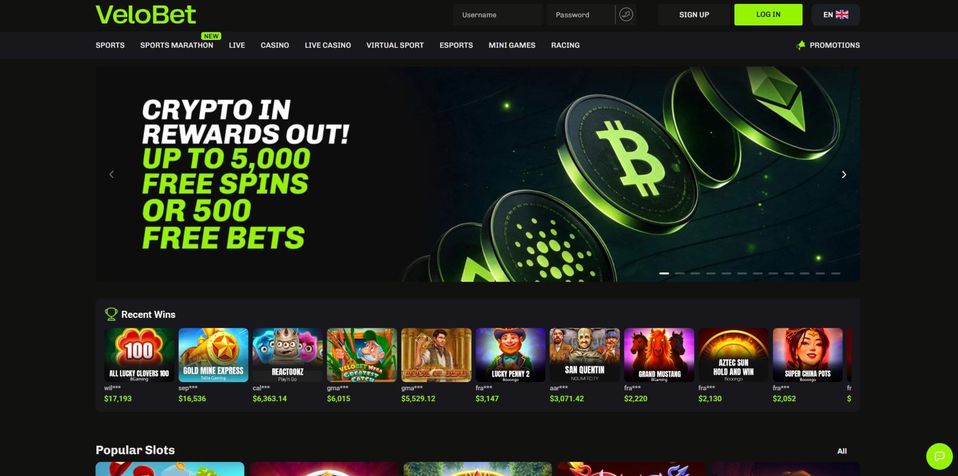 VeloBet Homepage