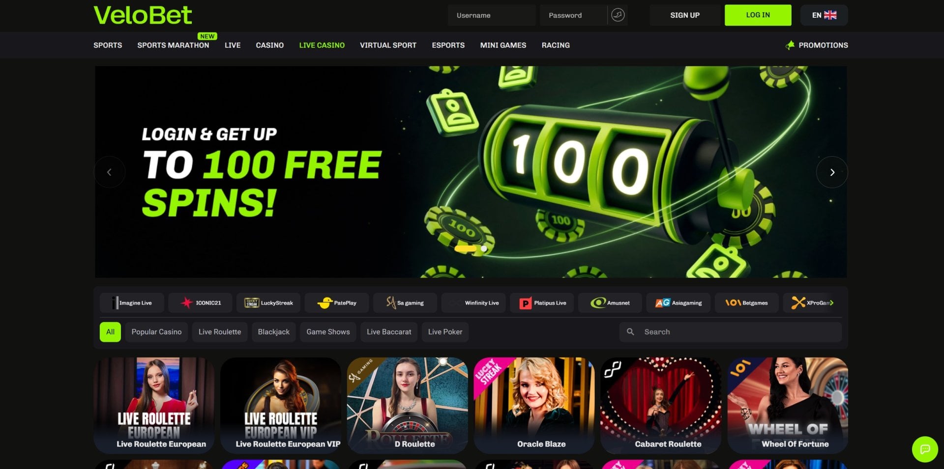 VeloBet Live Casino