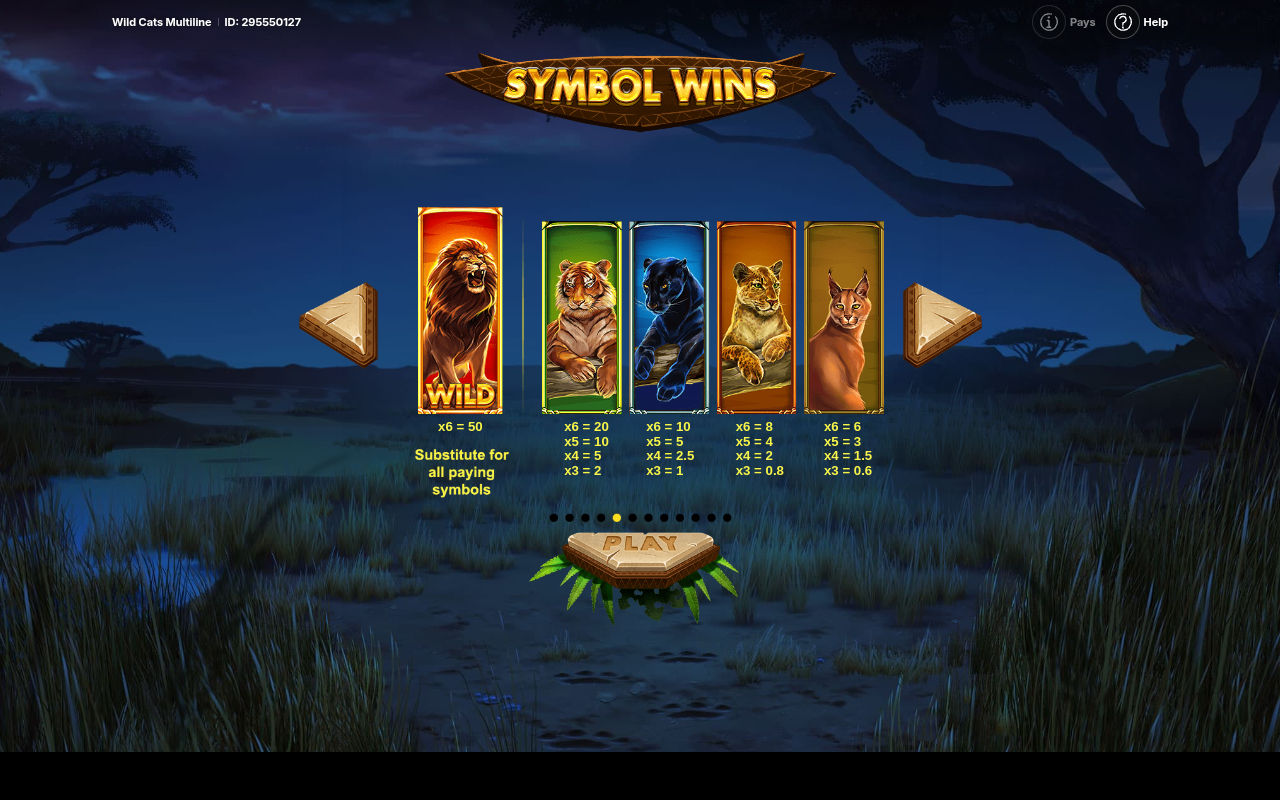 Wild Cats Multiline information screen