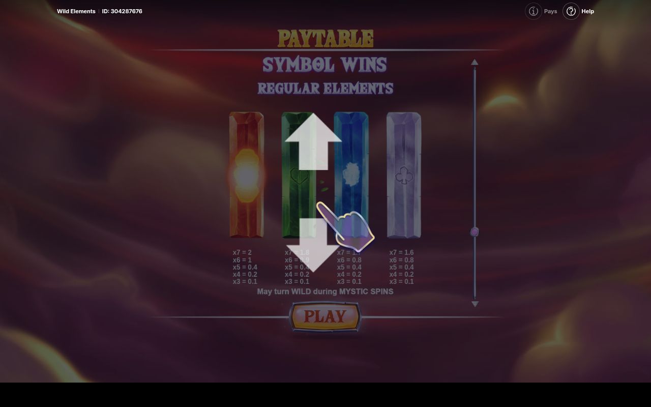 Wild Elements information screen