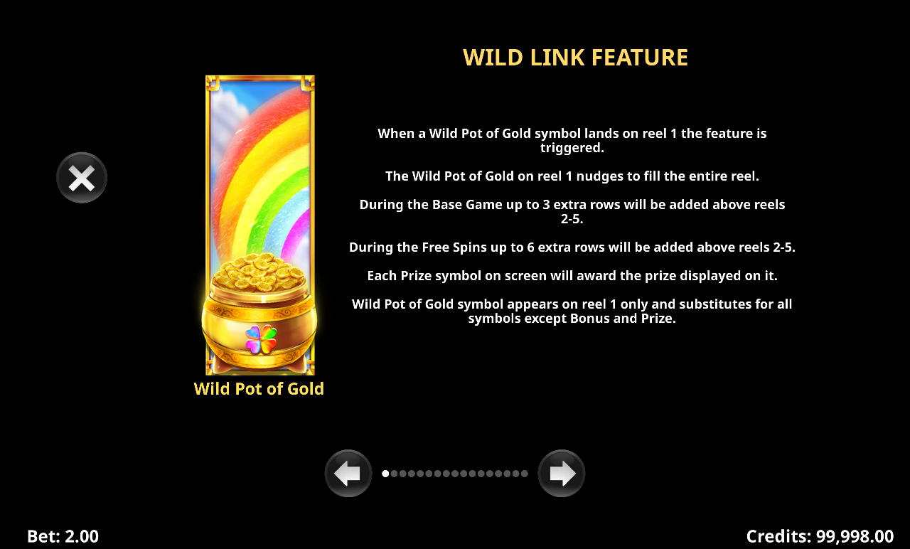 Wild Link Riches information screen