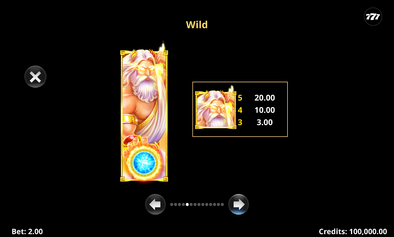 Wild Link Zeus information screen