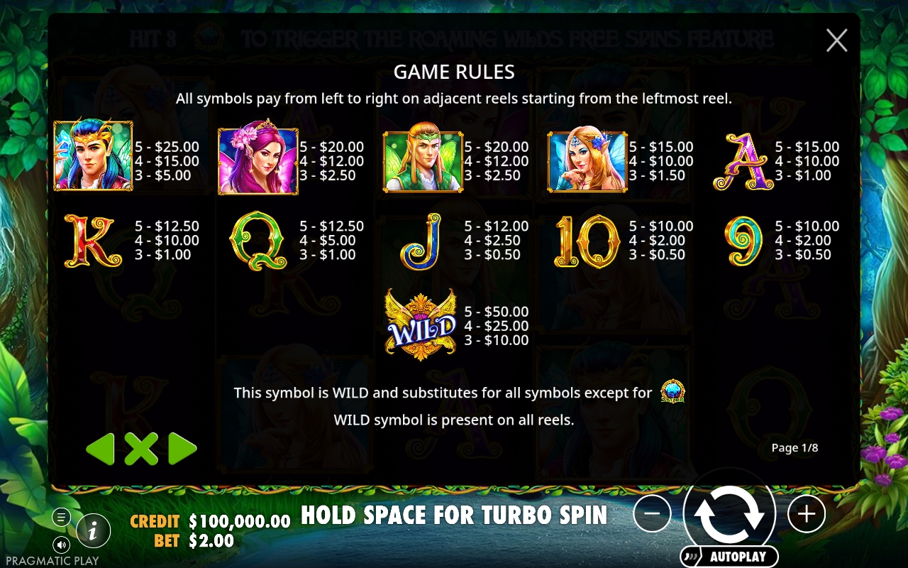 Wild Pixies information screen