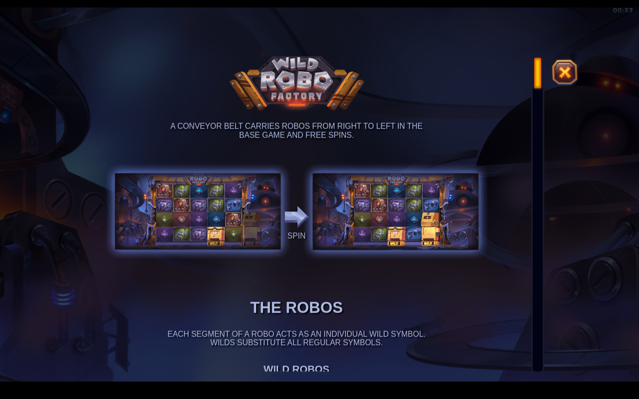 Wild Robo Factory information screen