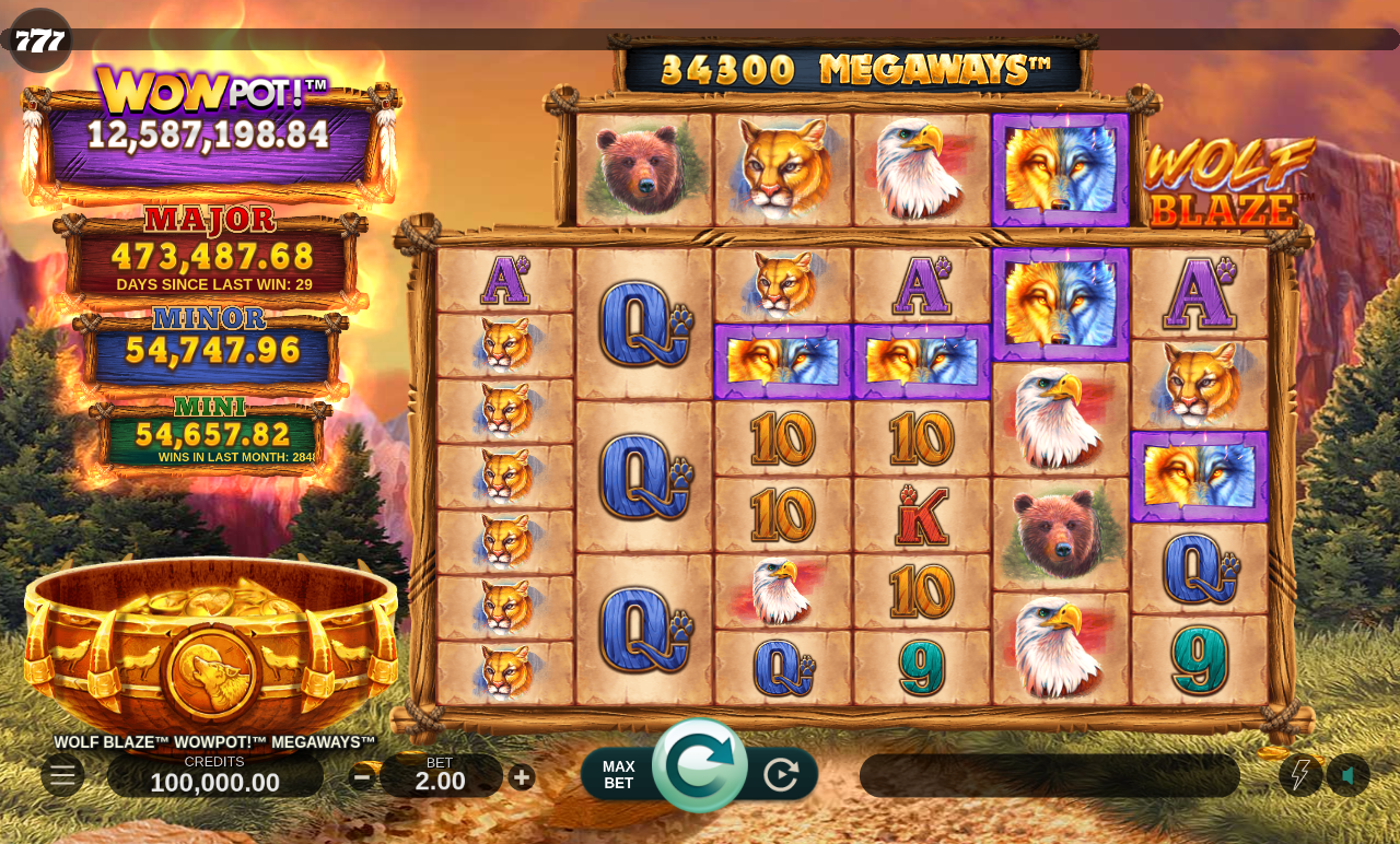 Wolf Blaze WOWPOT! Megaways base game