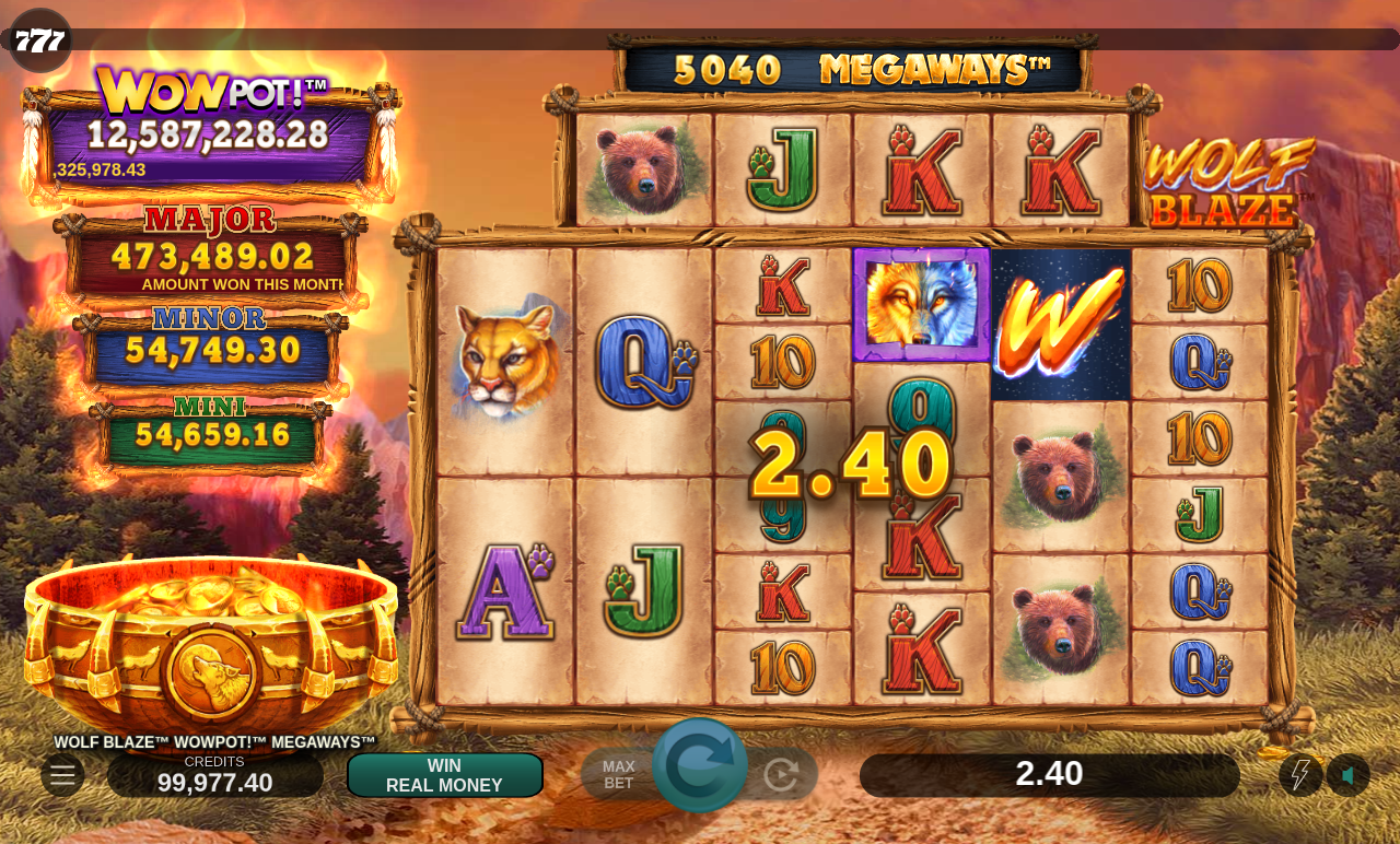 Wolf Blaze WOWPOT! Megaways gameplay
