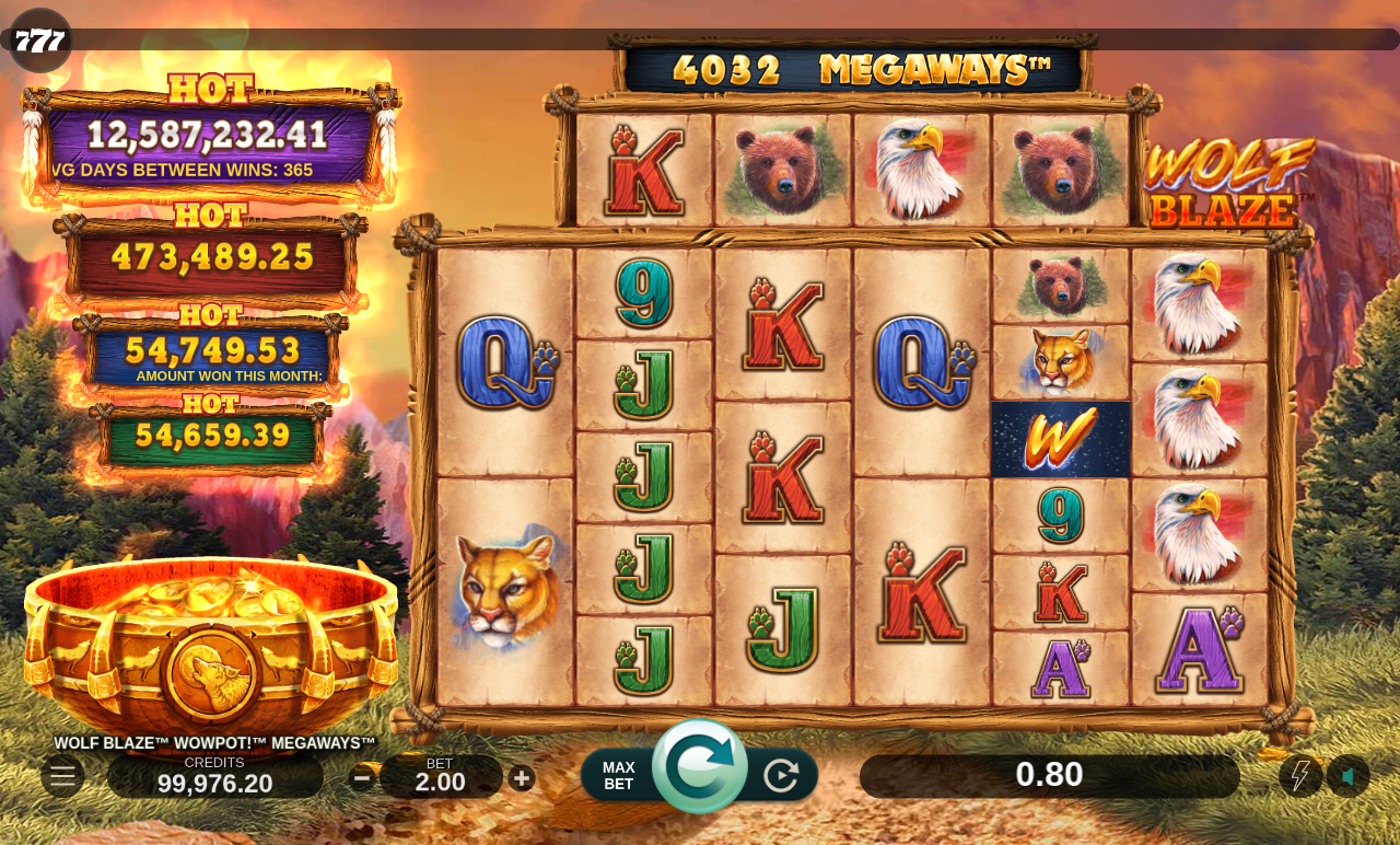Wolf Blaze WOWPOT! Megaways gameplay