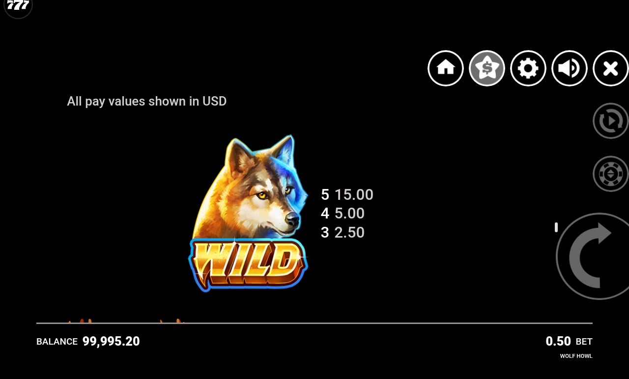 Wolf Howl information screen