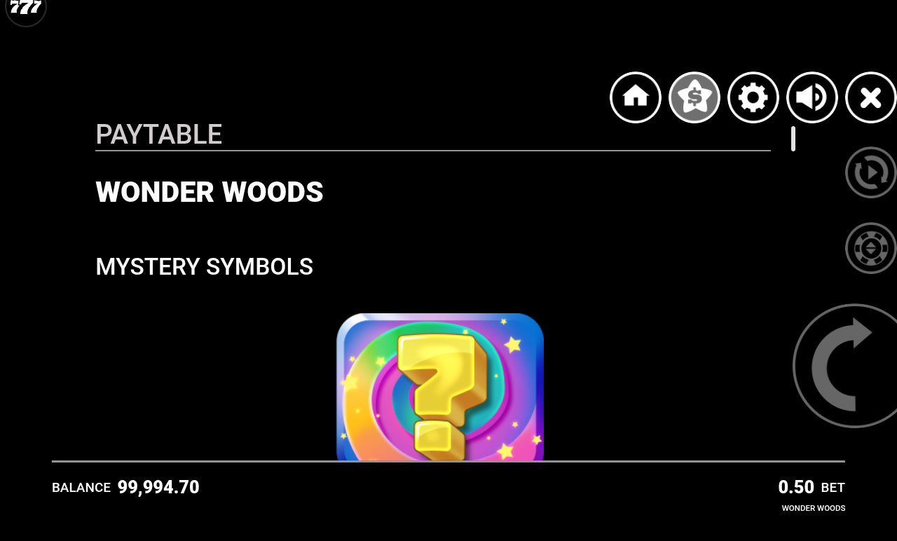 Wonder Woods information screen
