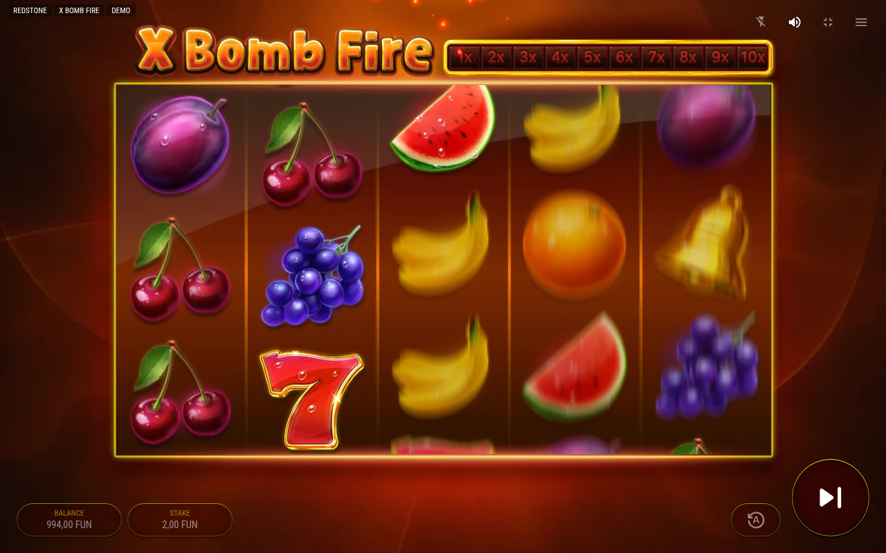 X Bomb Fire gameplay with multiplier bar