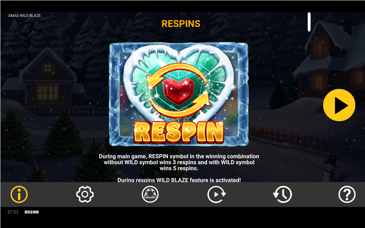 Xmas Wild Blaze information screen