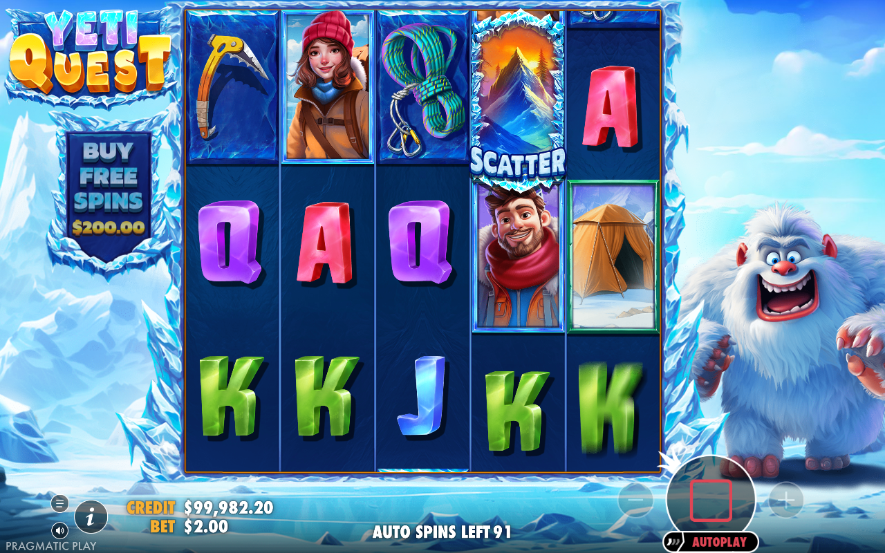 Yeti Quest gameplay during the free spins round