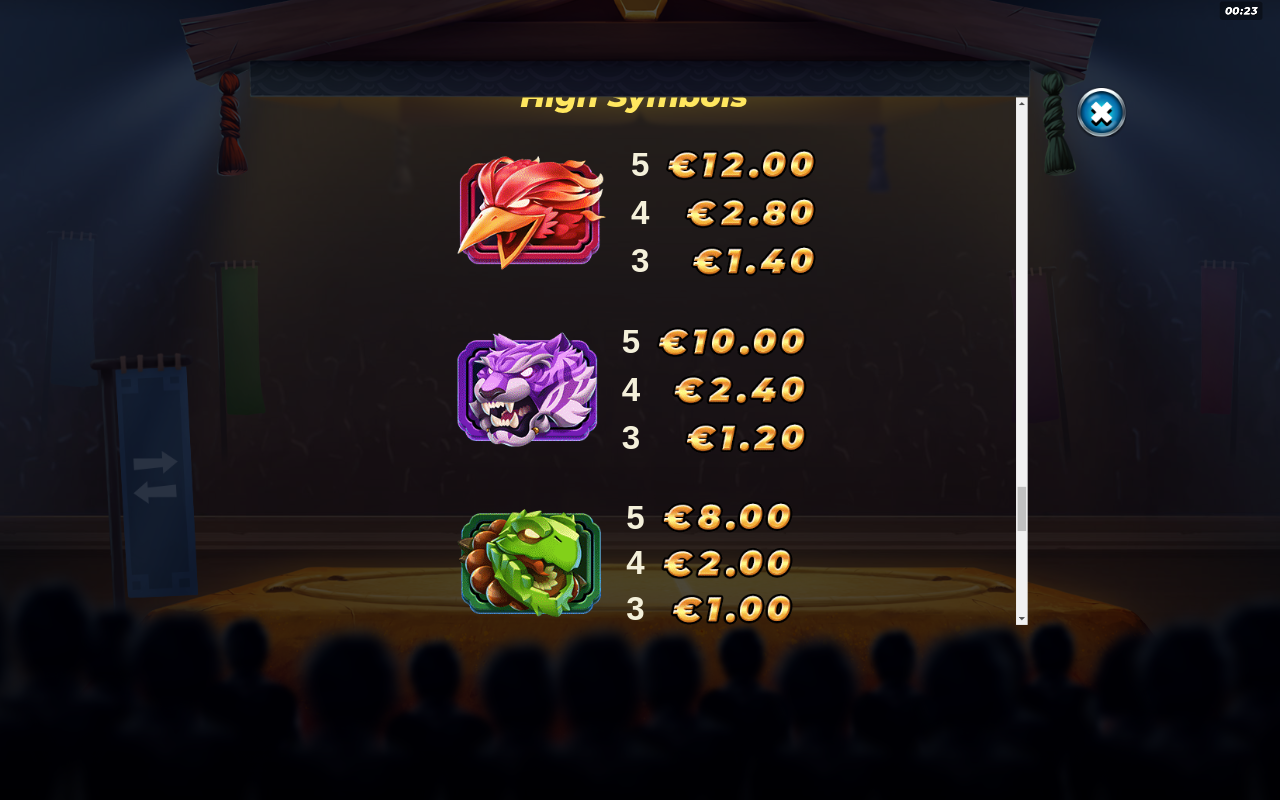 Yokozuna Clash information screen
