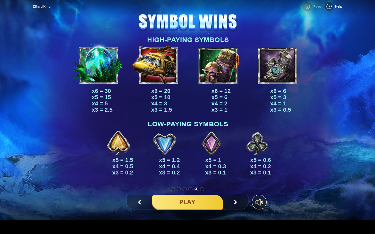 Zillard King information screen