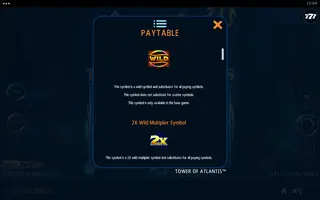 Tower Of Atlantis – Paytable