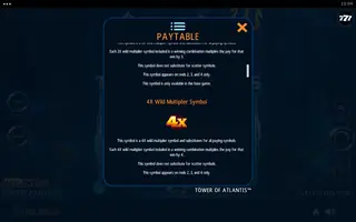 Tower Of Atlantis – Paytable