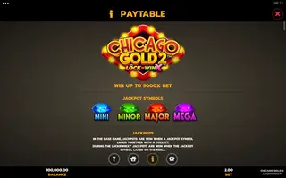 Chicago Gold 2 Lock N Win – Paytable