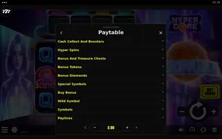 HyperCore – Paytable