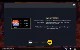 Bigger Bonanza Platinum Rush Express – Paytable