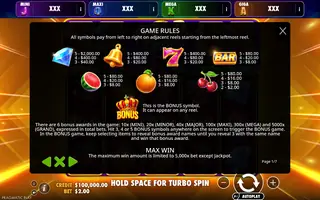 Gold Casino – Oranje Jackpot – Paytable