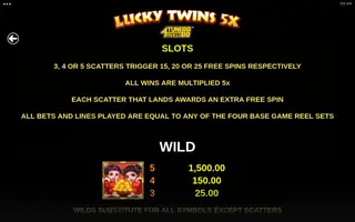 Lucky Twins 5X 4Tune Reels – Paytable