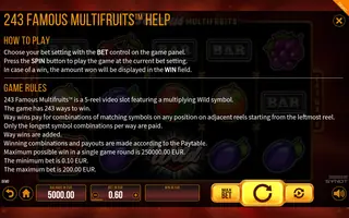 243 Famous Multifruits – Game rules