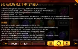 243 Famous Multifruits – Game rules