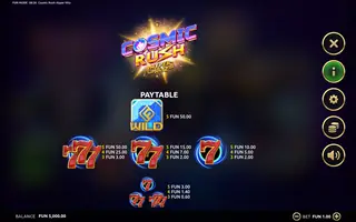 Cosmic Rush Hyper Hitz – Paytable